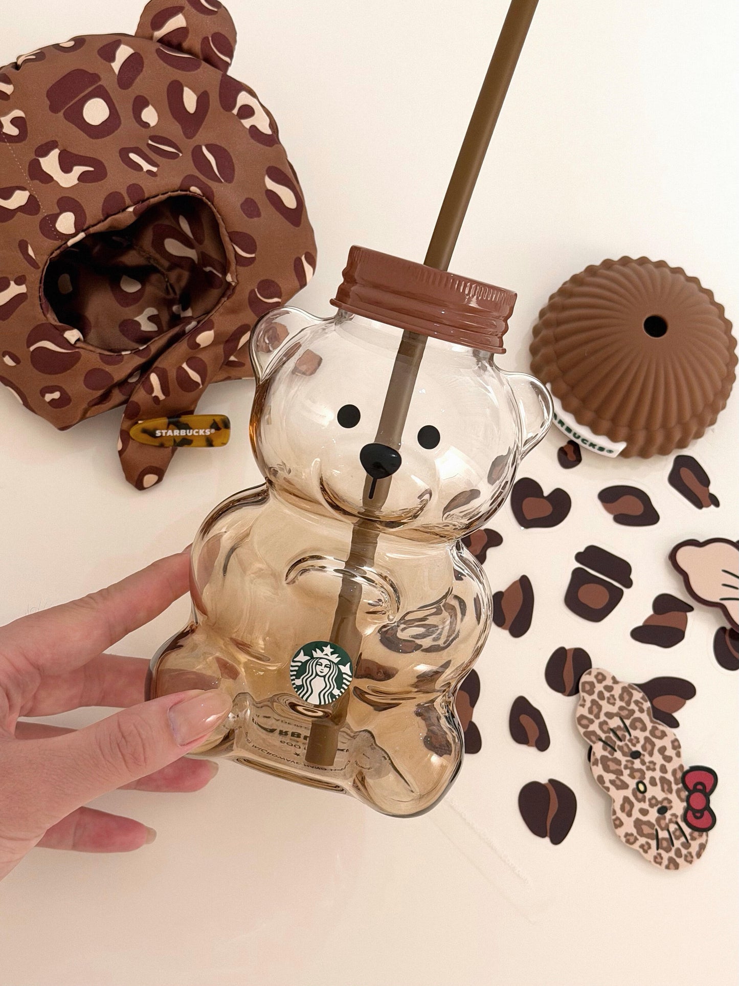 China Starbucks Leopard Print Bearista Bear Glass 20oz