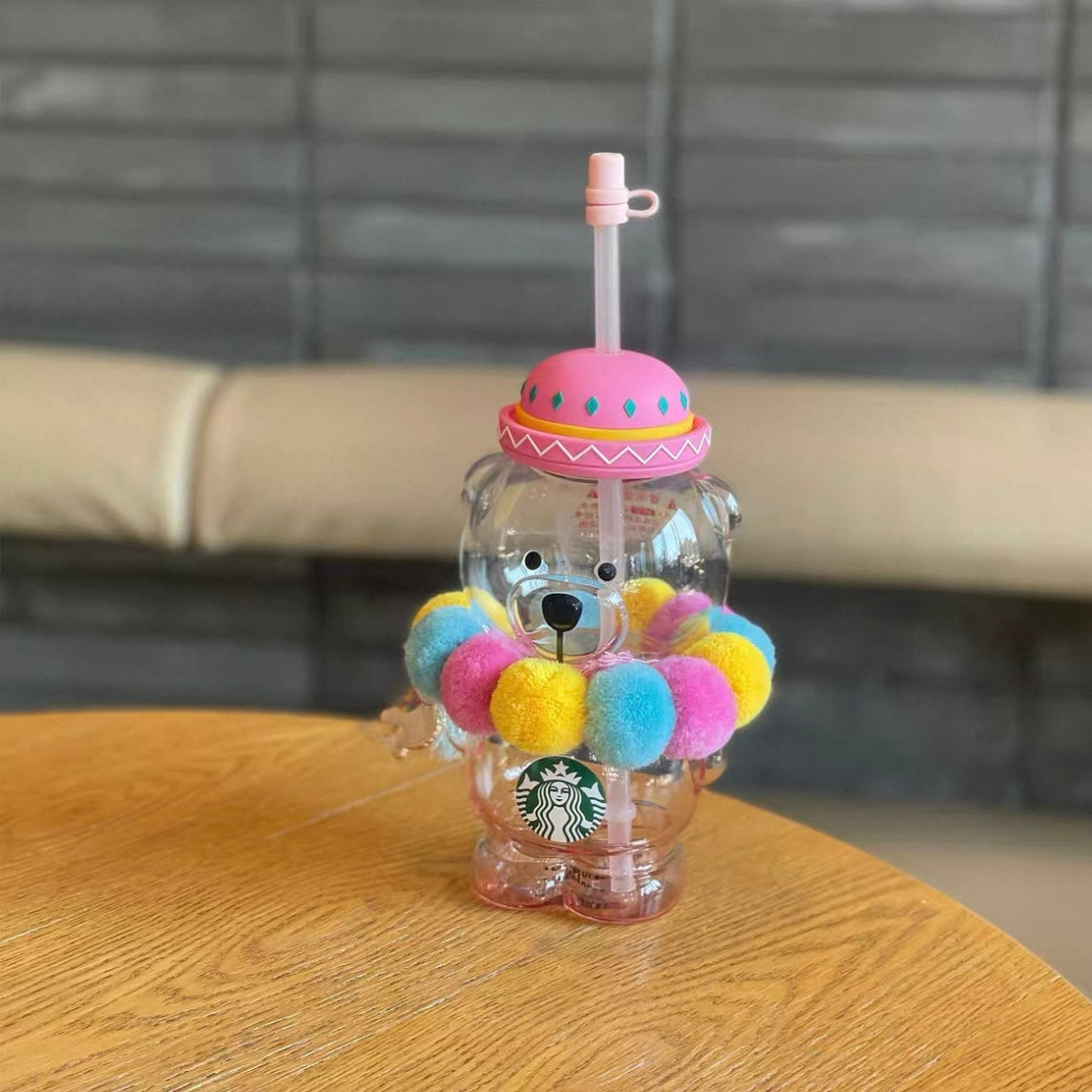 Starbucks China Alpaca series Bearista bear straw glass cup 460ml