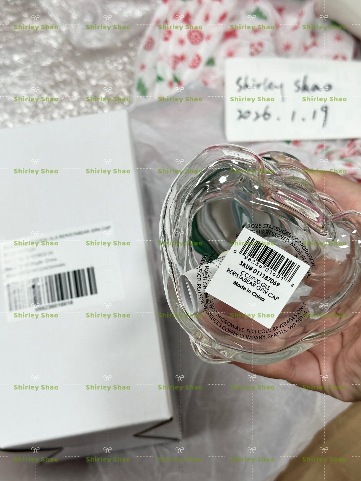 Starbucks HongKong&Macao Green Hat Bearista Bear Glass