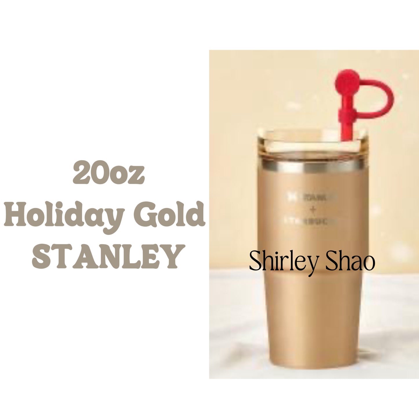 20oz Starbucks Christmas Holiday Gold Stanley Stainless Steel Cup (Release 11/10)