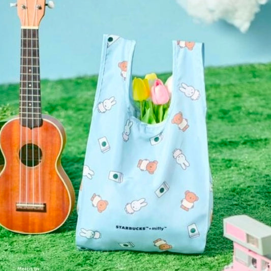 Thailand Starbucks and Miffy Blue Foldable Bag