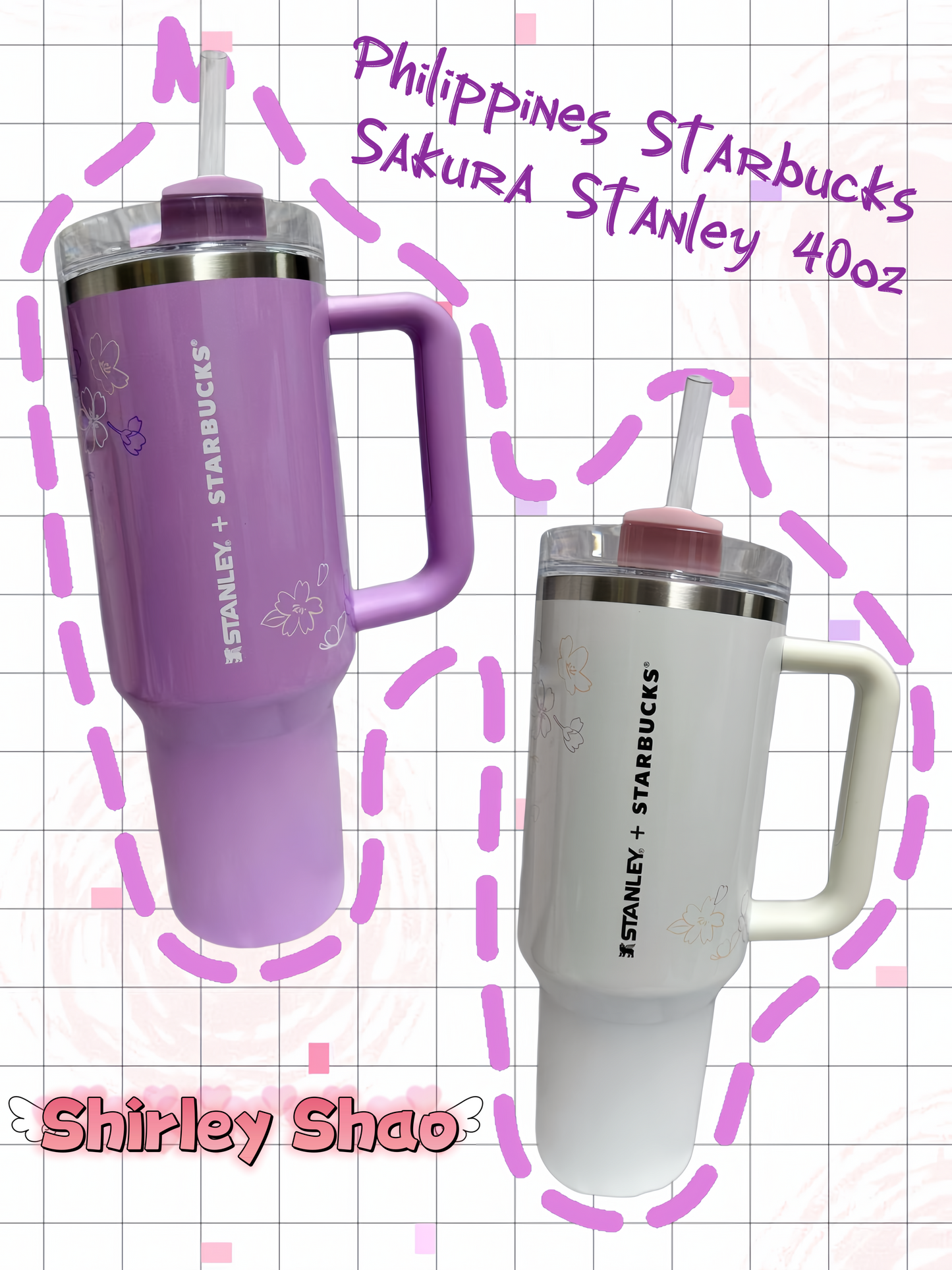 40oz Philippines Starbucks White And Purple Stanley