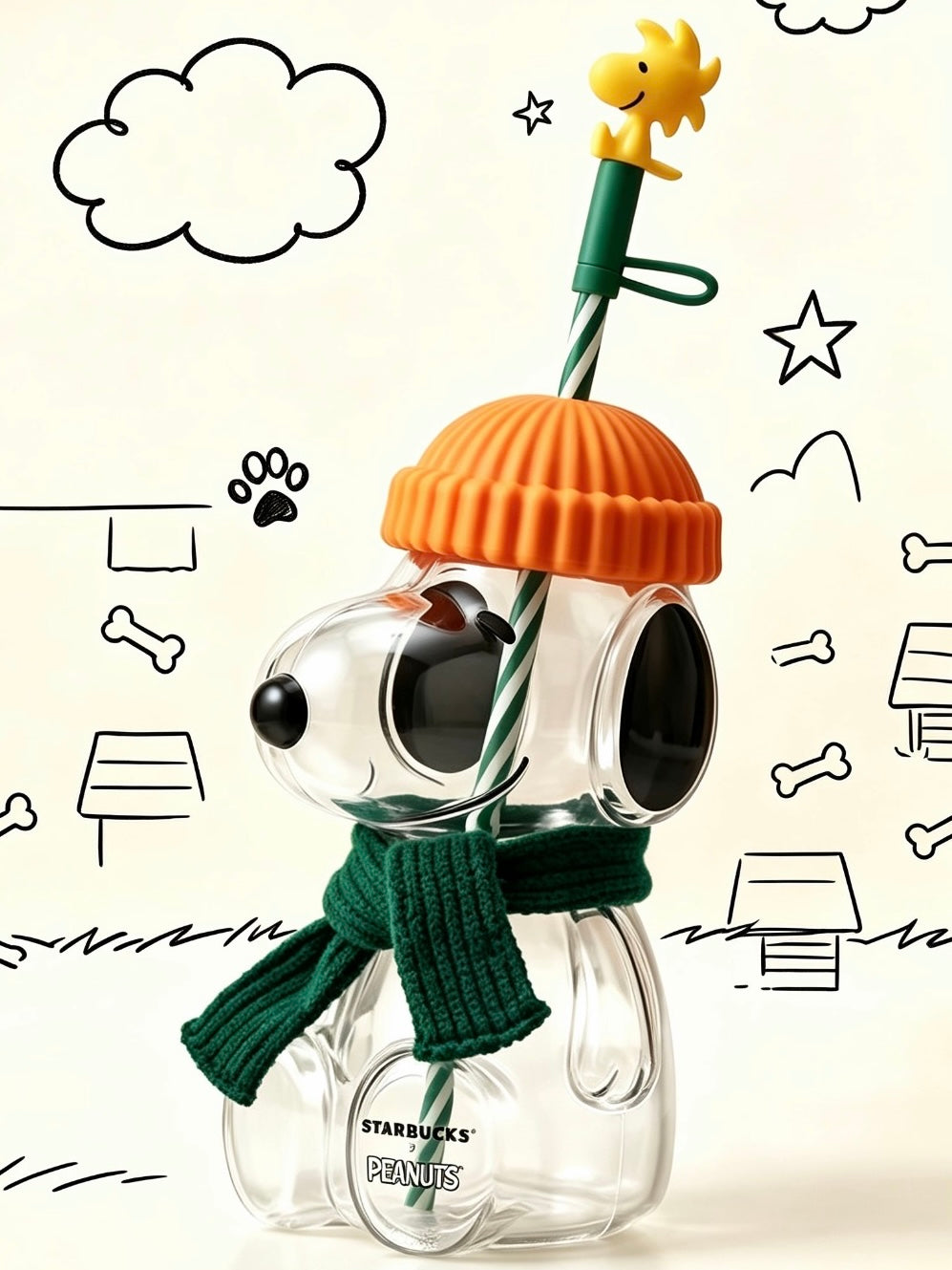 Starbucks Peanuts PSL Snoopy Glass Cold Cup 20oz