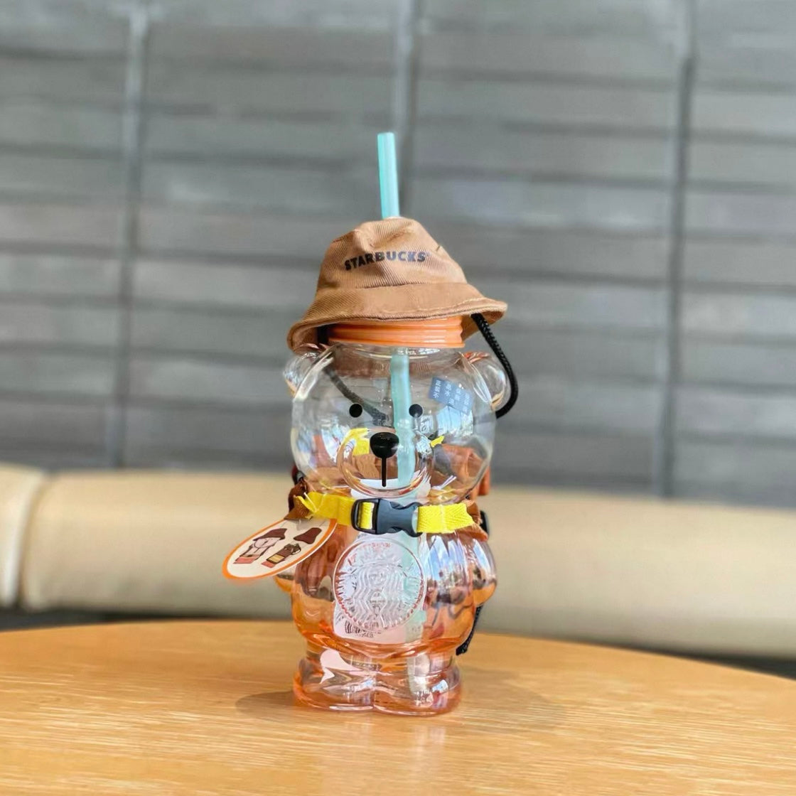 Starbucks China 2021 Camping barista Bear Shaped Glass Cup 420ml