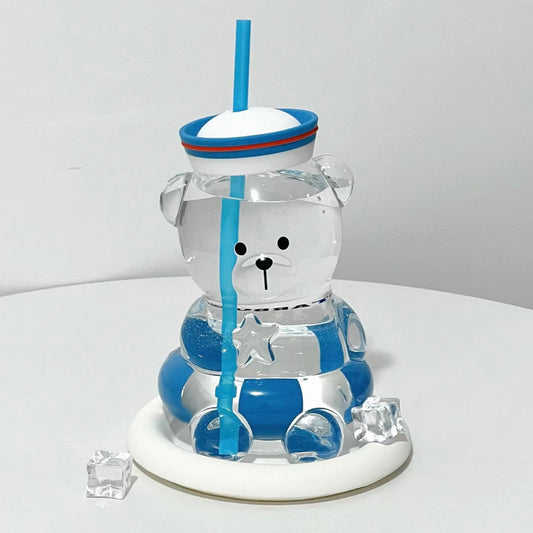 Starbucks China summer seaside stores online blue bear straw glass