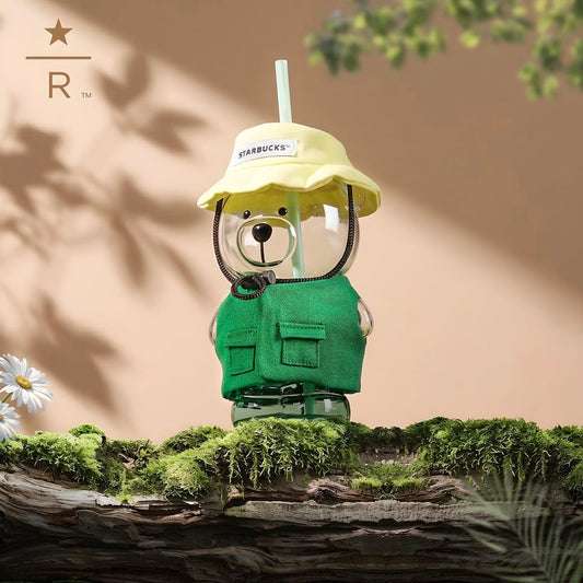 Stabucks Thailand Bearista W/Hat Glass Cold Cup 20oz