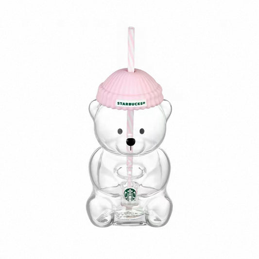 Korea Starbucks Light Pink Bearista Bear Glass Cup