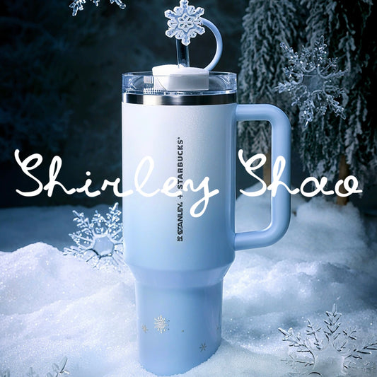 40oz China Starbucks Snowflake White Stainless Steel Stanley With Straw Stopper (Release Nov.18)