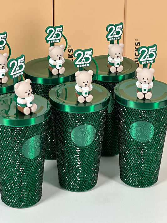 16oz China Starbucks 25th Anniversary Rhinestone Straw Cup