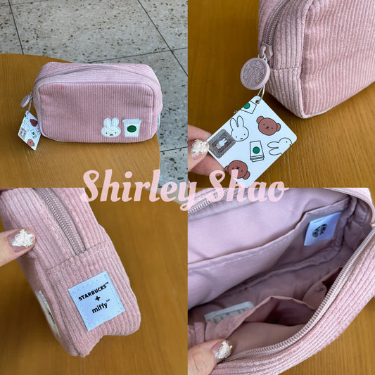 Thailand Starbucks and Miffy Pink Corduroy Pouch
