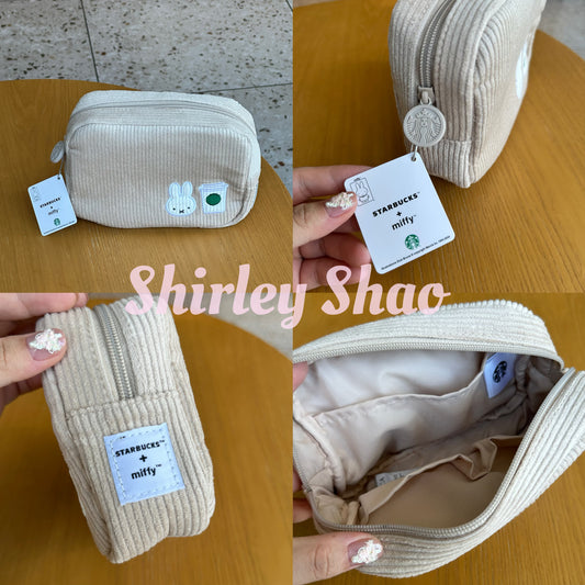 Thailand Starbucks and Miffy Beige Corduroy Pouch