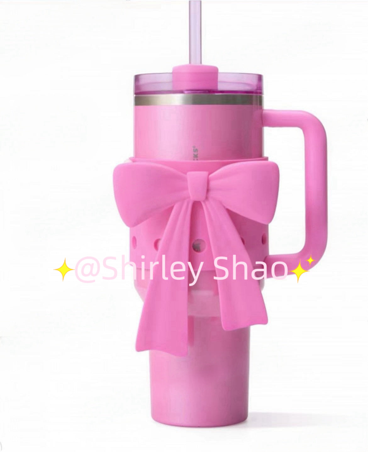 40oz China Starbucks Winter Pink Stanley with pink bow sleeve in original pink box