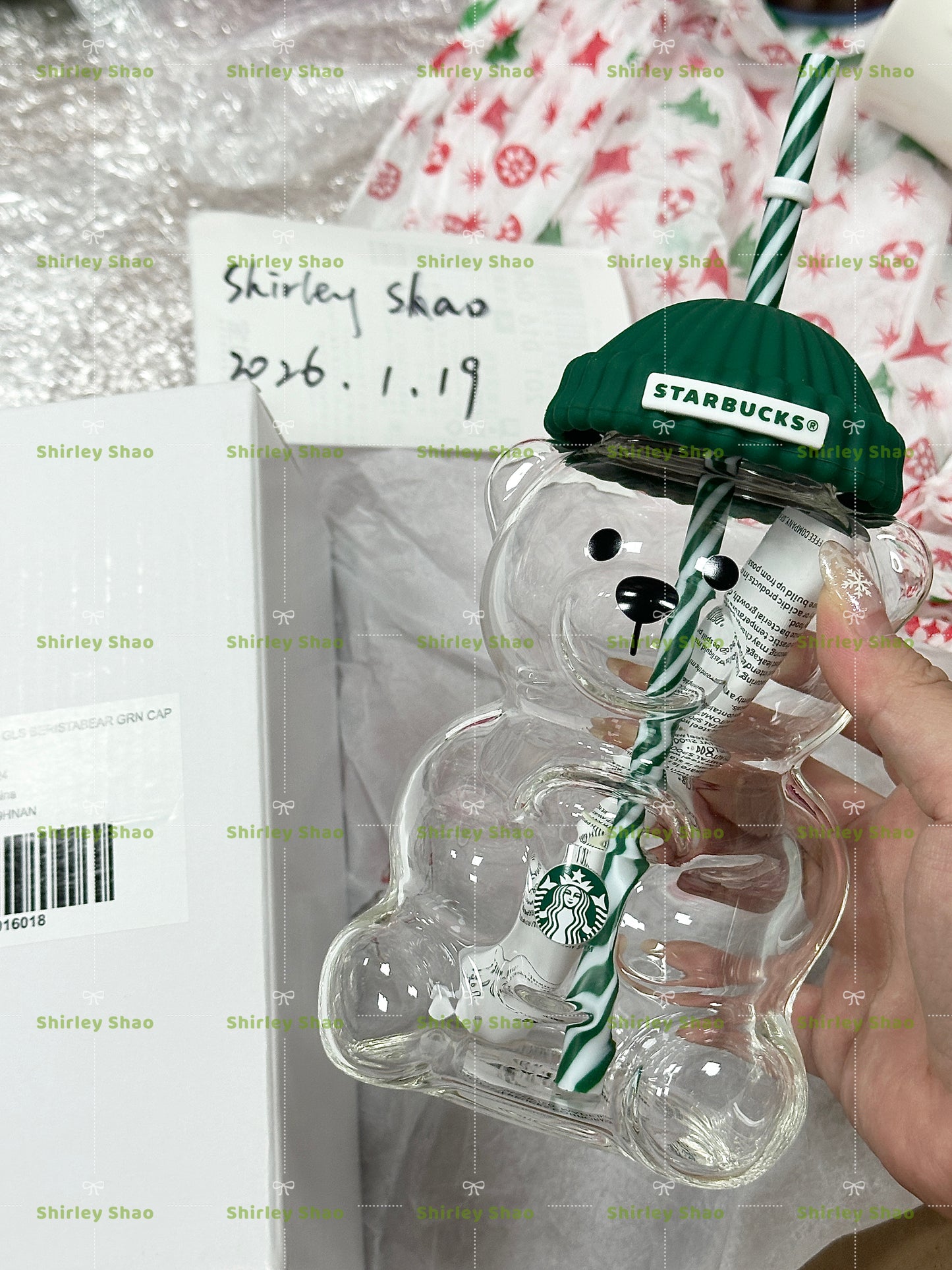 Starbucks HongKong&Macao Green Hat Bearista Bear Glass