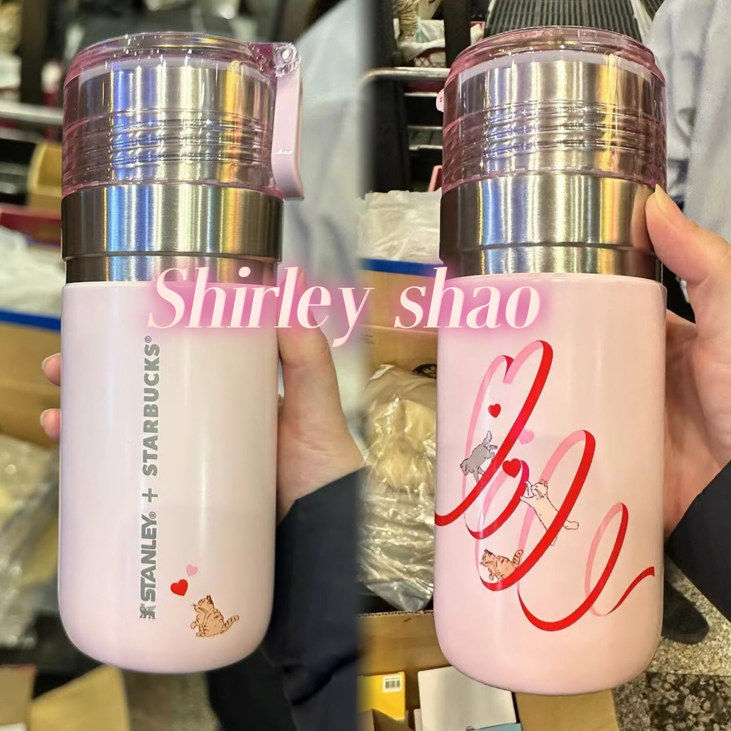 Per-order Taiwan Starbucks Valentine's Cat Pink Stanley